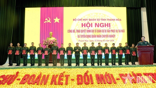 Thanh Hóa: Gần 400 sĩ quan dự bị được gọi phục vụ tại ngũ, tuyển dụng quân nhân chuyên nghiệp